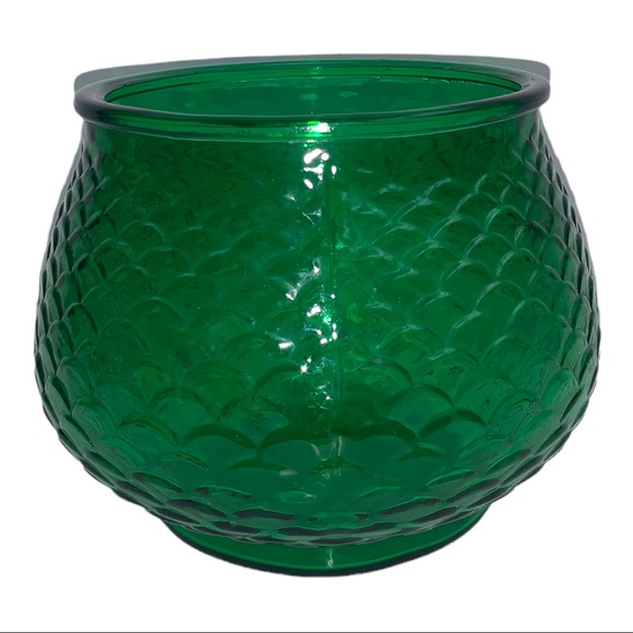 Vintage E.O. Brody Mermaid Green Fish Scale Scallop Pressed Glass Vase Bowl - Picture 4 of 8